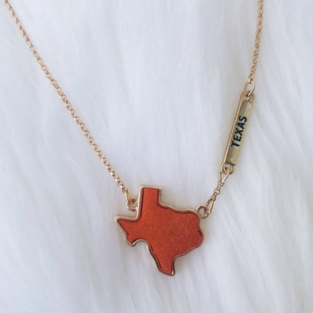 Texas orange druzy necklace